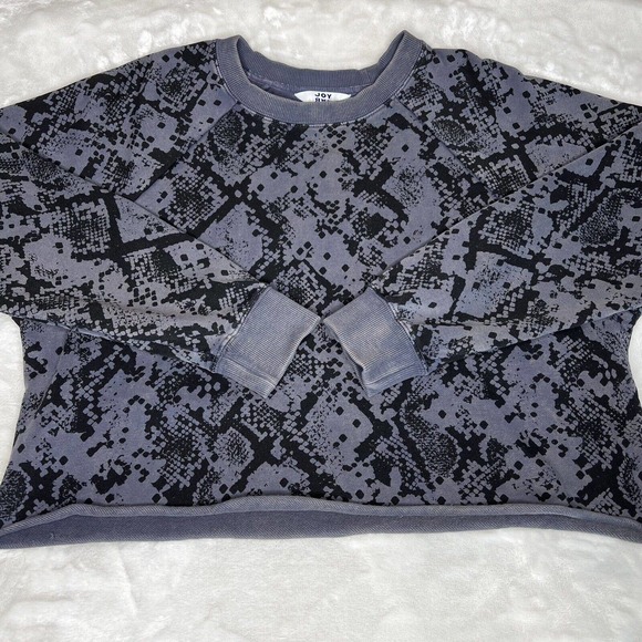 Joy Lab Women's Blue Snake Print Long Sleeve Crew Neck Cropped Sweatshirt Size L - Picture 10 of 12